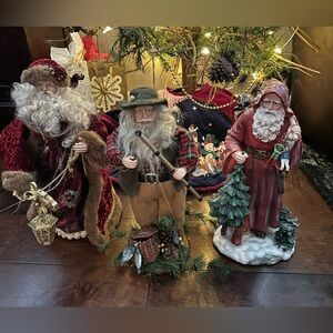 Festive Santa Figurine Set - Multicolor